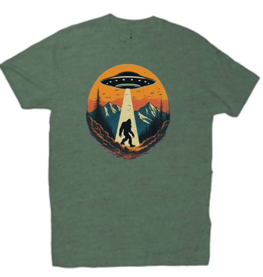 Picture of UFO T-shirt, Abducted Sasquatch Big Foot T-shirt, Sasquatch T-shirt